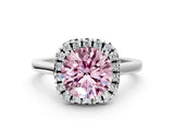 White gold Fancy Pink Round Cut Halo Round Diamond Solitaire Ring with Pavé Band and Four-Prong Setting_18