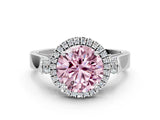 White gold Fancy Pink Round Cut Halo Round Diamond Twist Band with Four-Prong Setting_24