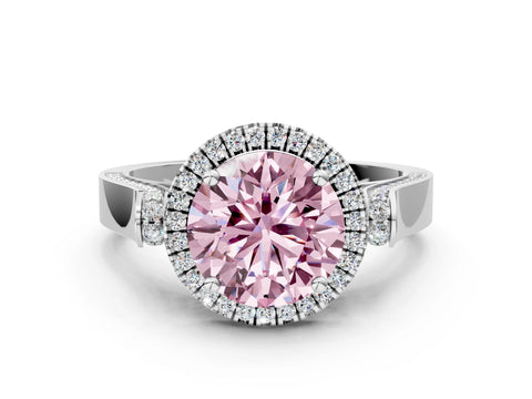 White gold Fancy Pink Round Cut Halo Round Diamond Twist Band with Four-Prong Setting_24
