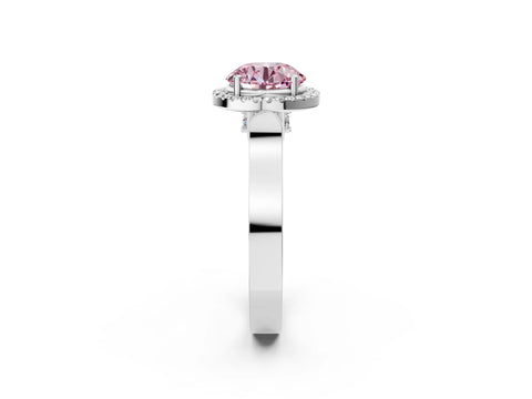 White gold Fancy Pink Round Cut Halo Round Diamond Twist Band with Four-Prong Setting_26