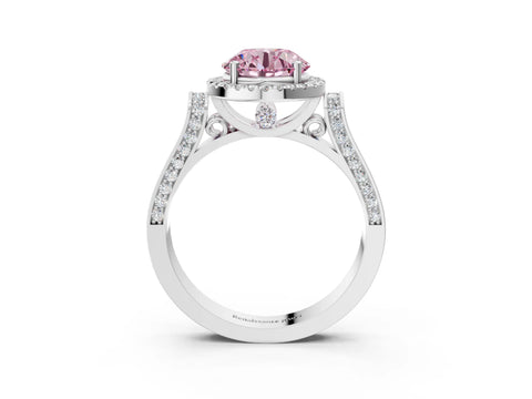 White gold Fancy Pink Round Cut Halo Round Diamond Twist Band with Four-Prong Setting_27