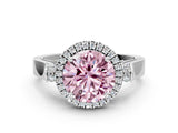 White gold Fancy Pink Round Cut Halo Round Diamond Twist Band with Four-Prong Setting_30