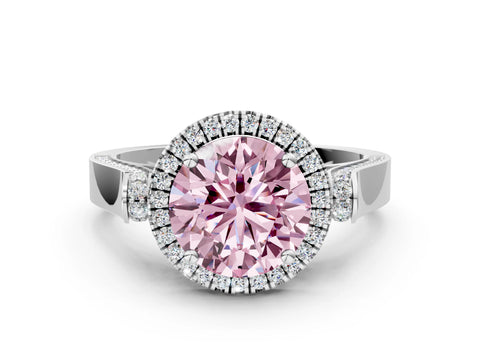 White gold Fancy Pink Round Cut Halo Round Diamond Twist Band with Four-Prong Setting_35