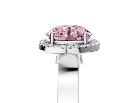 White gold Fancy Pink Round Cut Halo Round Diamond Twist Band with Four-Prong Setting_5