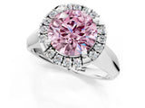 White gold Fancy Pink Round  Cut Halo Solitaire Engagement Ring with Square Band and Four-Prong Setting_103
