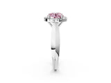 White gold Fancy Pink Round  Cut Halo Solitaire Engagement Ring with Square Band and Four-Prong Setting_104