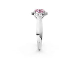 White gold Fancy Pink Round  Cut Halo Solitaire Engagement Ring with Square Band and Four-Prong Setting_121
