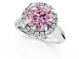 White gold Fancy Pink Round  Cut Halo Solitaire Engagement Ring with Square Band and Four-Prong Setting_61