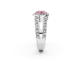 White gold Fancy Pink Round  Cut Halo Split Shank Diamond Ring with Four-Prong Setting_2
