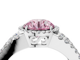 White gold Fancy Pink Round  Cut Halo Split Shank Diamond Ring with Four-Prong Setting_4