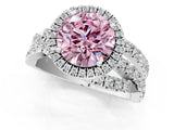 White gold Fancy Pink Round  Cut Halo Split Shank Prong Setting Ring_49