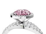 White gold Fancy Pink Round  Cut Halo Split Shank Prong Setting Ring_4