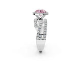 White gold Fancy Pink Round  Cut Halo Split Shank Prong Setting Ring_50