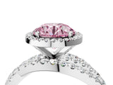 White gold Fancy Pink Round  Cut Halo Split Shank Prong Setting Ring_52