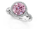 White gold Fancy Pink Round Cut Halo Twist Band with Four-Prong Setting_73