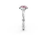 White gold Fancy Pink Round  Cut Halo Twisted Band Four-Prong Ring_2