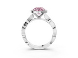 White gold Fancy Pink Round  Cut Halo Twisted Band Four-Prong Ring_3