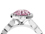 White gold Fancy Pink Round  Cut Halo Twisted Band Four-Prong Ring_4