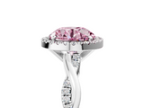 White gold Fancy Pink Round  Cut Halo Twisted Band Four-Prong Ring_5