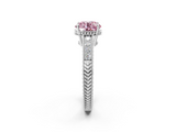White gold Fancy Pink Round  Cut Milgrain Channel Set Engagement Ring with Solitaire Prong Setting_2