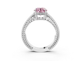 White gold Fancy Pink Round  Cut Milgrain Channel Set Engagement Ring with Solitaire Prong Setting_3