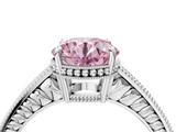 White gold Fancy Pink Round  Cut Milgrain Channel Set Engagement Ring with Solitaire Prong Setting_4
