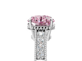 White gold Fancy Pink Round  Cut Milgrain Channel Set Engagement Ring with Solitaire Prong Setting_5
