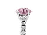 White gold Fancy Pink Round  Cut Pavé Band Solitaire Ring with Four-Prong Setting_5