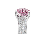 White gold Fancy Pink Round  Cut Pave Diamond Engagement Ring with Channel Set Band and Four-Prong Setting_5