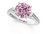 White gold Fancy Pink Round Cut Solitaire Cathedral Diamond Engagement Ring with Channel-Set Band and Four-Prong Setting_16