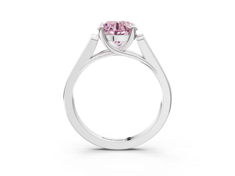 White gold Fancy Pink Round Cut Solitaire Cathedral Diamond Engagement Ring with Channel-Set Band and Four-Prong Setting_18
