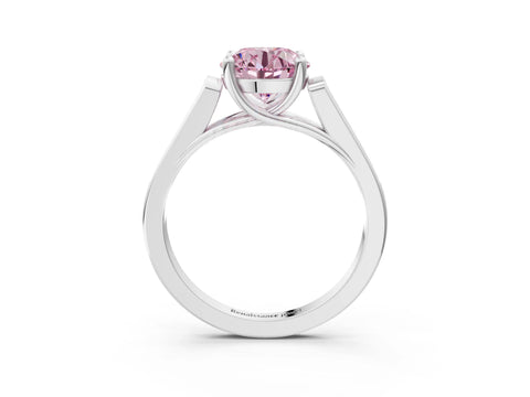 White gold Fancy Pink Round Cut Solitaire Cathedral Diamond Engagement Ring with Channel-Set Band and Four-Prong Setting_6