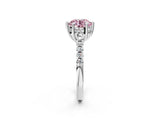 White gold Fancy Pink Round Cut Solitaire Diamond Engagement Ring with Pavé Band and Six-Prong Setting_14