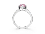 White gold Fancy Pink Round Cut Solitaire Diamond Engagement Ring with Pavé Band and Six-Prong Setting_15