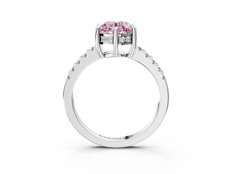 White gold Fancy Pink Round Cut Solitaire Diamond Engagement Ring with Pavé Band and Six-Prong Setting_15