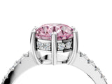 White gold Fancy Pink Round Cut Solitaire Diamond Engagement Ring with Pavé Band and Six-Prong Setting_16