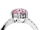 White gold Fancy Pink Round Cut Solitaire Diamond Engagement Ring with Pavé Band and Six-Prong Setting_28