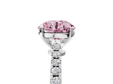 White gold Fancy Pink Round  Cut Solitaire Diamond Engagement Ring with Pave Band and Four-Prong Setting_5
