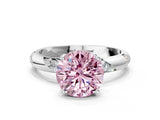 White gold Fancy Pink Round Cut Solitaire Diamond Engagement Ring with Twisted Pave Band and Four-Prong Setting_19