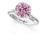 White gold Fancy Pink Round Cut Solitaire Diamond Engagement Ring with Twisted Pave Band and Four-Prong Setting_20