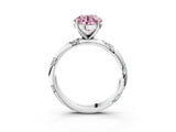 White gold Fancy Pink Round Cut Solitaire Diamond Engagement Ring with Twisted Pave Band and Four-Prong Setting_22