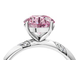 White gold Fancy Pink Round Cut Solitaire Diamond Engagement Ring with Twisted Pave Band and Four-Prong Setting_23