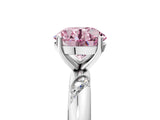 White gold Fancy Pink Round Cut Solitaire Diamond Engagement Ring with Twisted Pave Band and Four-Prong Setting_24
