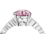 White gold Fancy Pink Round Cut Solitaire Diamond Ring with Infinity Twist Band and Four-Prong Setting_4