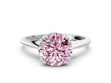 White gold Fancy Pink Round Cut Solitaire Diamond Ring with Six-Prong Setting and Classic Band_251
