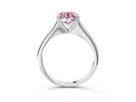White gold Fancy Pink Round Cut Solitaire Diamond Ring with Six-Prong Setting and Classic Band_3