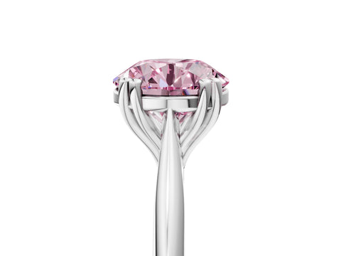 White gold Fancy Pink Round Cut Solitaire Diamond Ring with Six-Prong Setting and Classic Band_5