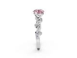 White gold Fancy Pink Round  Cut Solitaire Diamond Twisted Band with Pave Setting_2