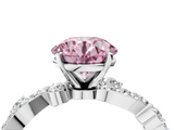 White gold Fancy Pink Round  Cut Solitaire Diamond Twisted Band with Pave Setting_4