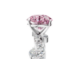 White gold Fancy Pink Round  Cut Solitaire Diamond Twisted Band with Pave Setting_5
